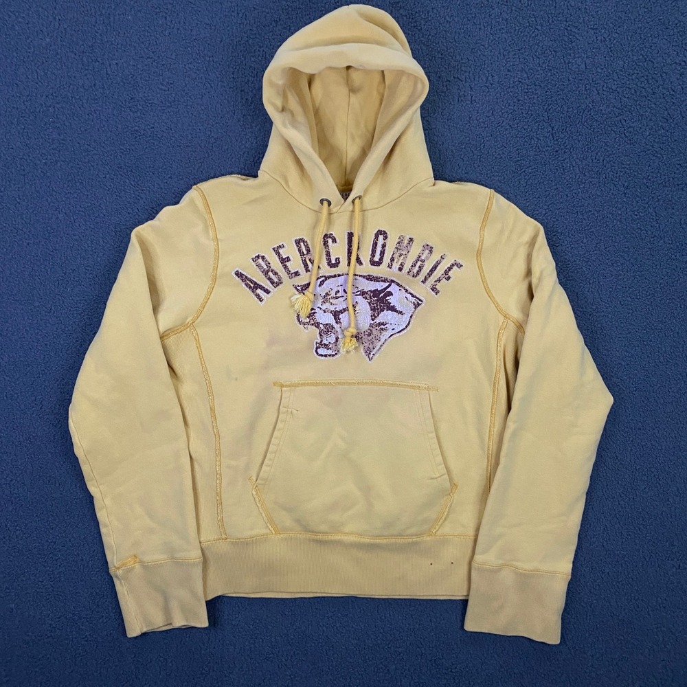 Abercrombie Fitch Hoodie Mens Medium Graphic Distressed Athletic Vintage Y2K